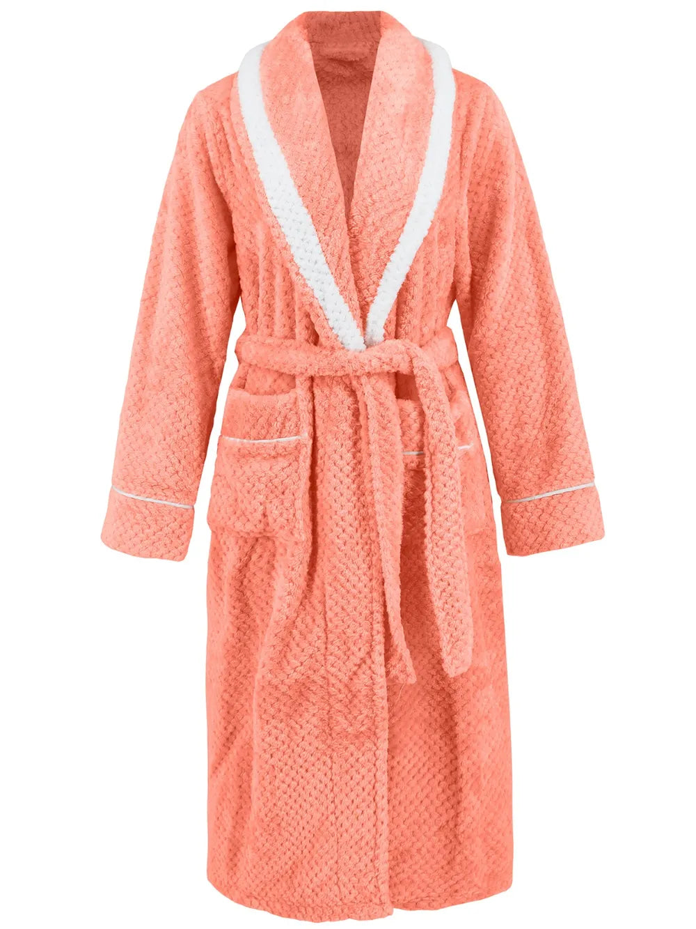 Contrast Trim Tie Waist Lounge Nightgown with Pockets Lingerie & Nightwear