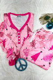 Printed V-Neck Long Sleeve Top and Pants Lounge Set Lingerie & Nightwear