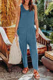 Double Take Full Size Sleeveless Straight Jumpsuit 