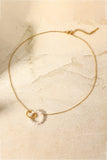 Pearl Hoop Link Pendant Necklace 