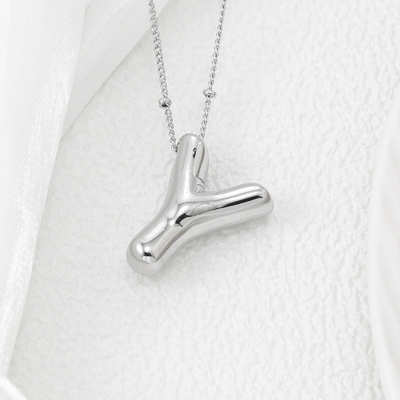 Copper Bubble Letter Pendant Necklace 