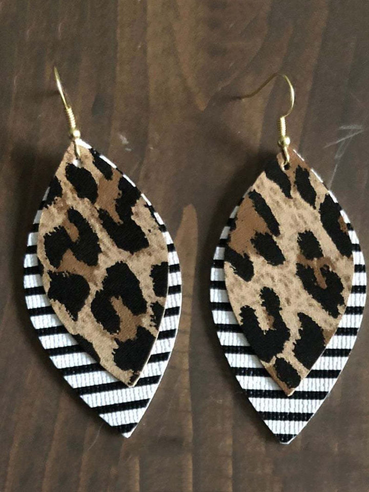 PU Leather Leaf Dangle Earrings 
