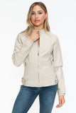 Snobbish Faux Leather Biker Jacket with Side Zip Pockets 