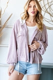 Reborn J Contrast Hooded Button Down Ribbed Jacket 