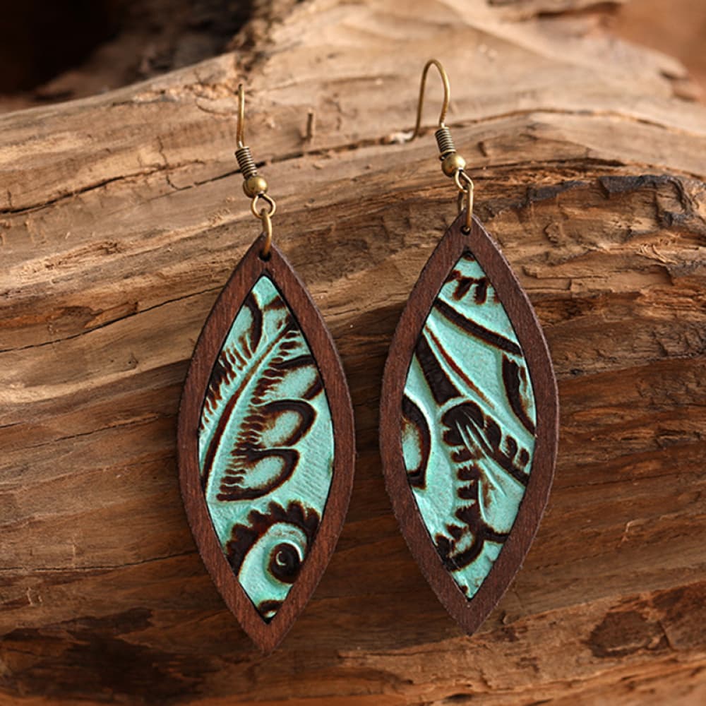 Geometrical Shape Wooden Dangle Earrings 