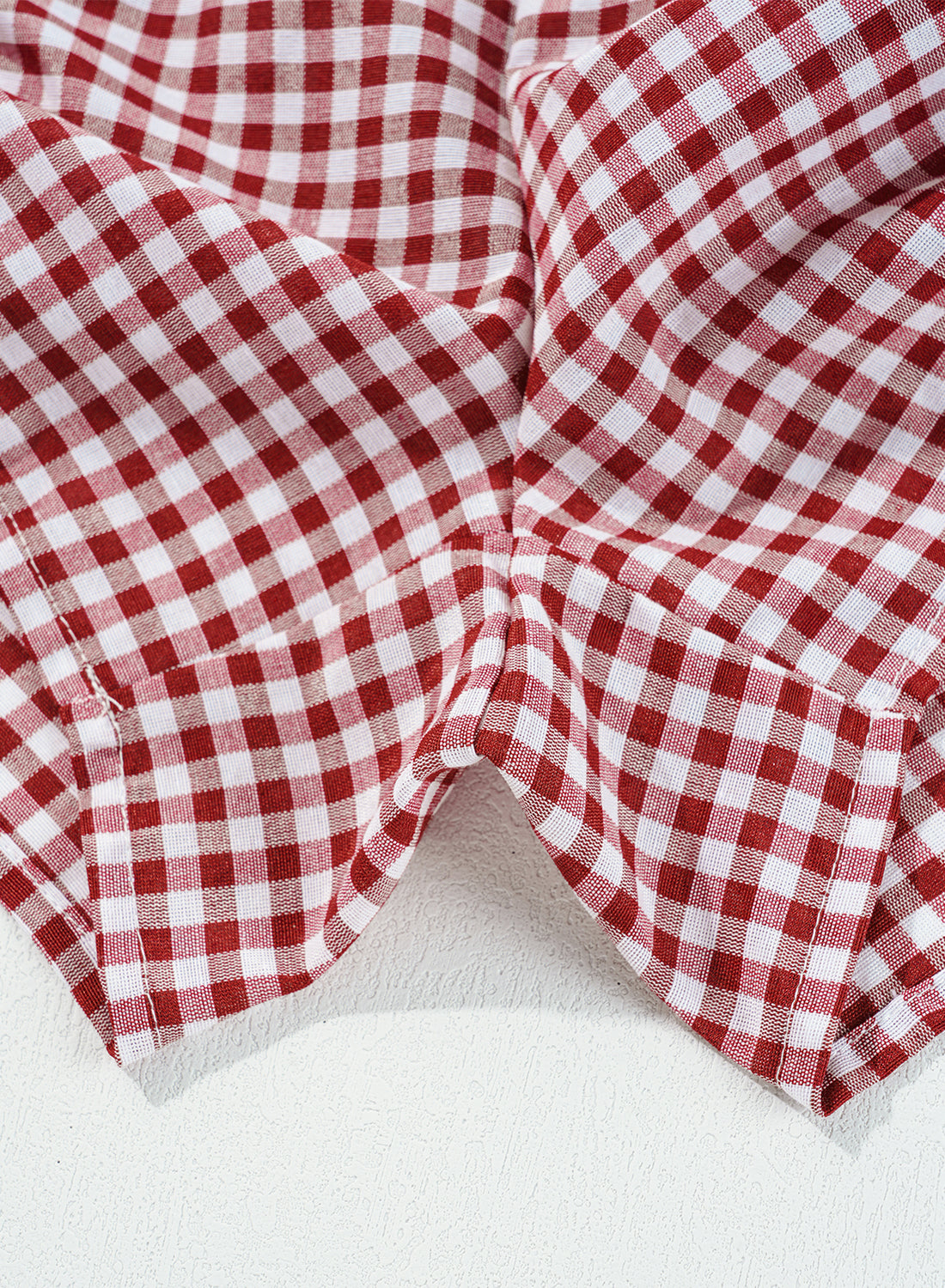 Red Plaid Gingham Printed High Waist Shorts Bottoms/Casual Shorts