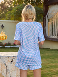 Plaid Round Neck Top and Shorts Lounge Set Lingerie & Nightwear
