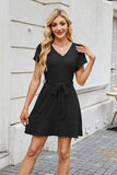 Tied Button Up Short Sleeve Mini Shirt Dress Dresses