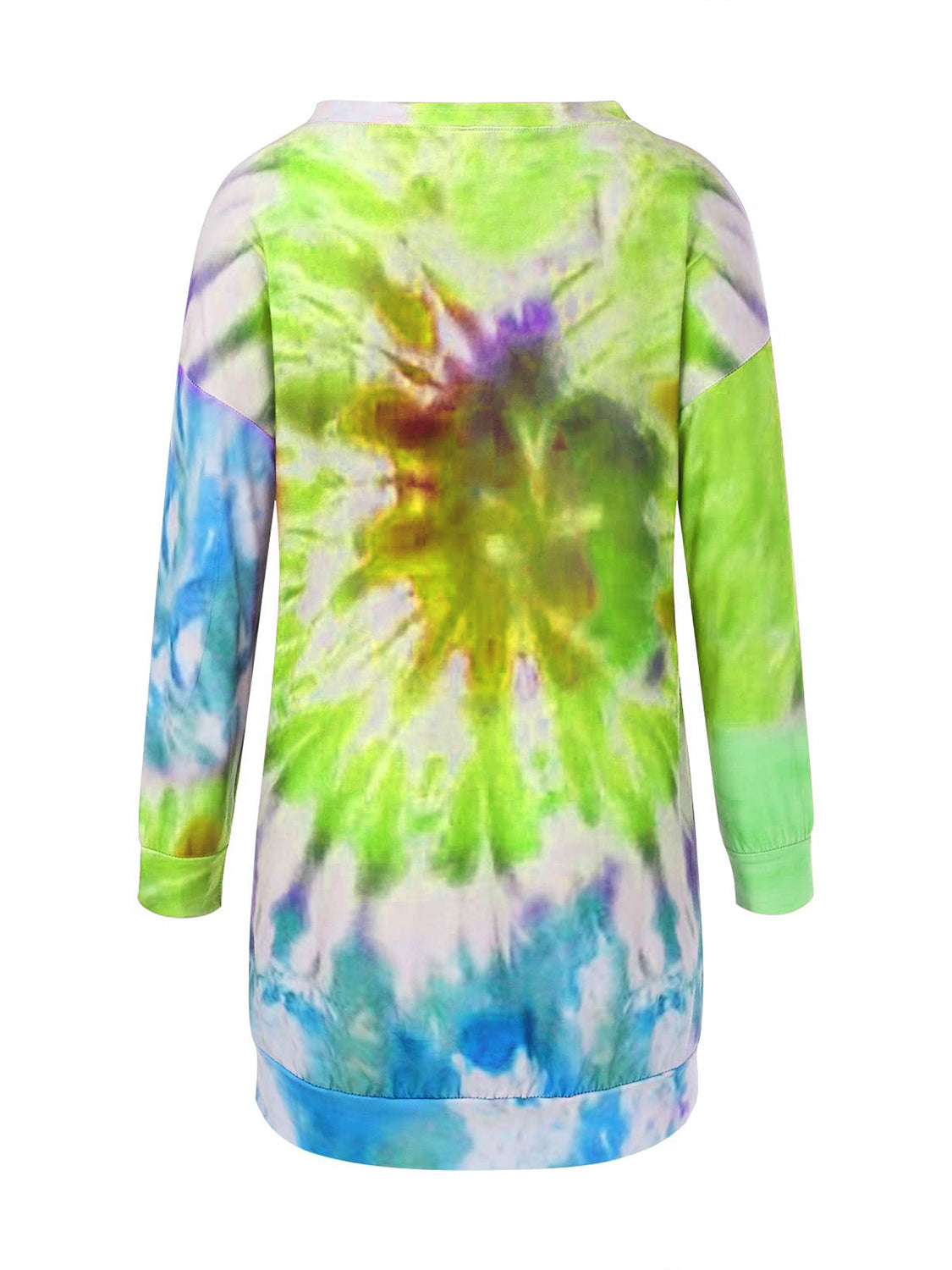 Full Size Tie-Dye Round Neck Long Sleeve Dress 