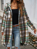 Devine Plaid Zip Up Hooded Coat 