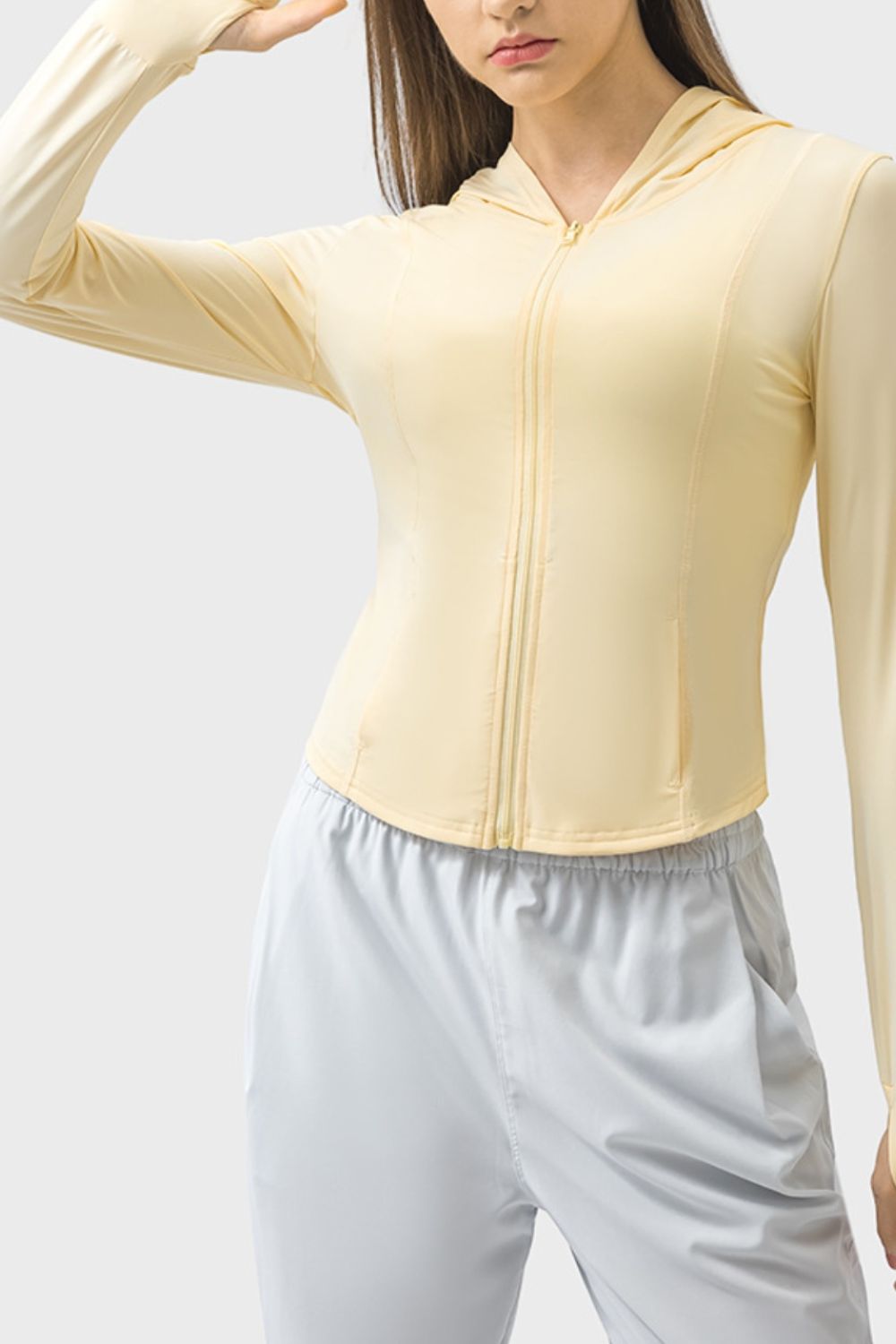 Millennia Pocketed Zip Up Hooded Long Sleeve Active Outerwear 