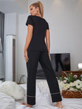 Scoop Neck Top and Elastic Waist Pants Lounge Set Lingerie & Nightwear