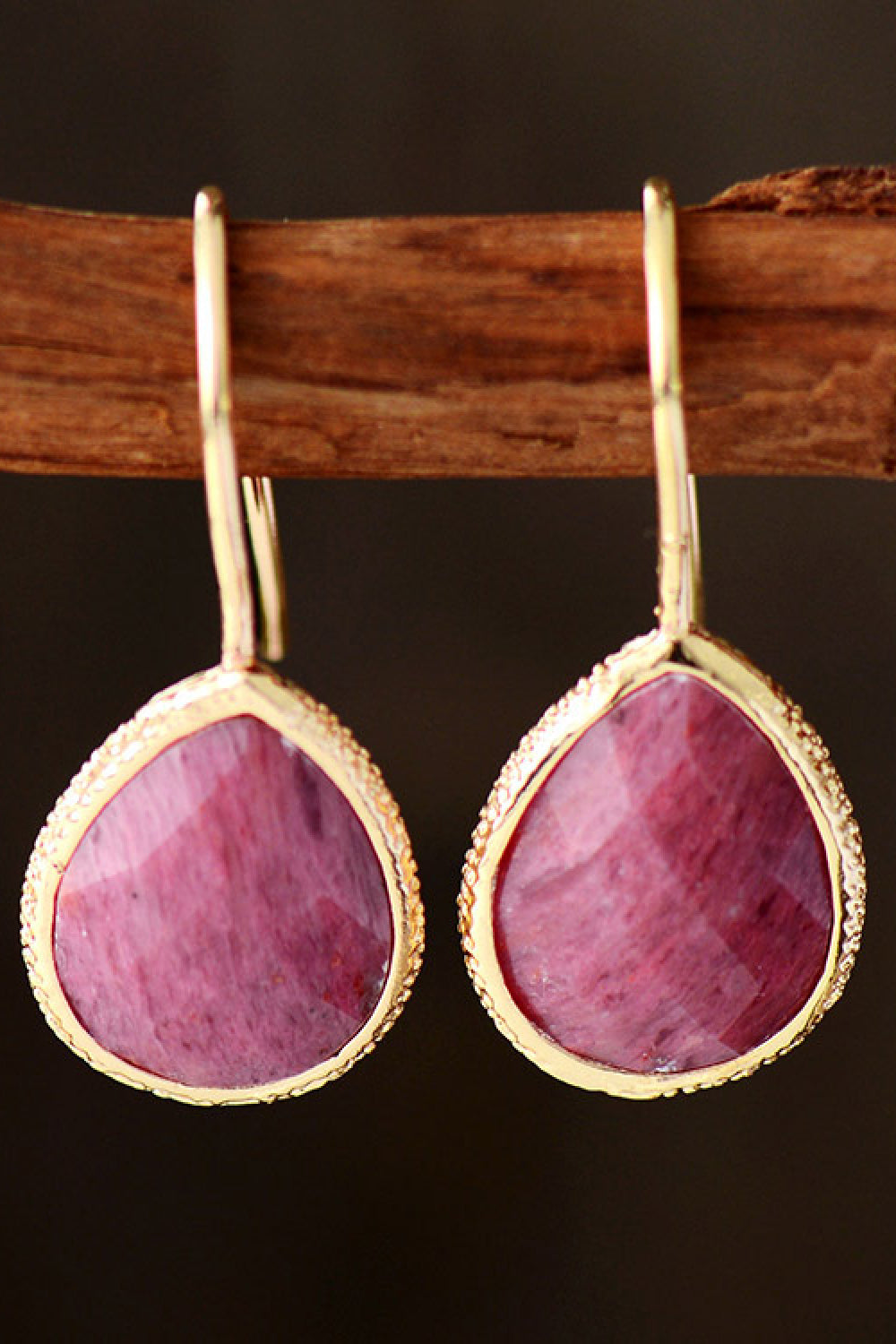 Handmade Natural Stone Teardrop Earrings 