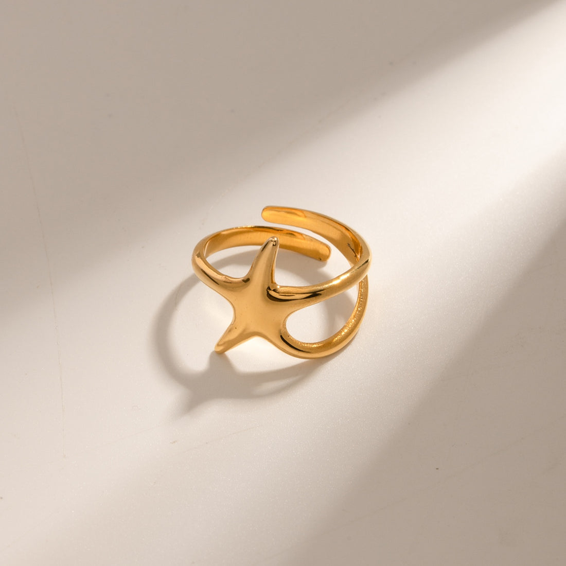 Gold-Plated Stainless Steel Star Ring 