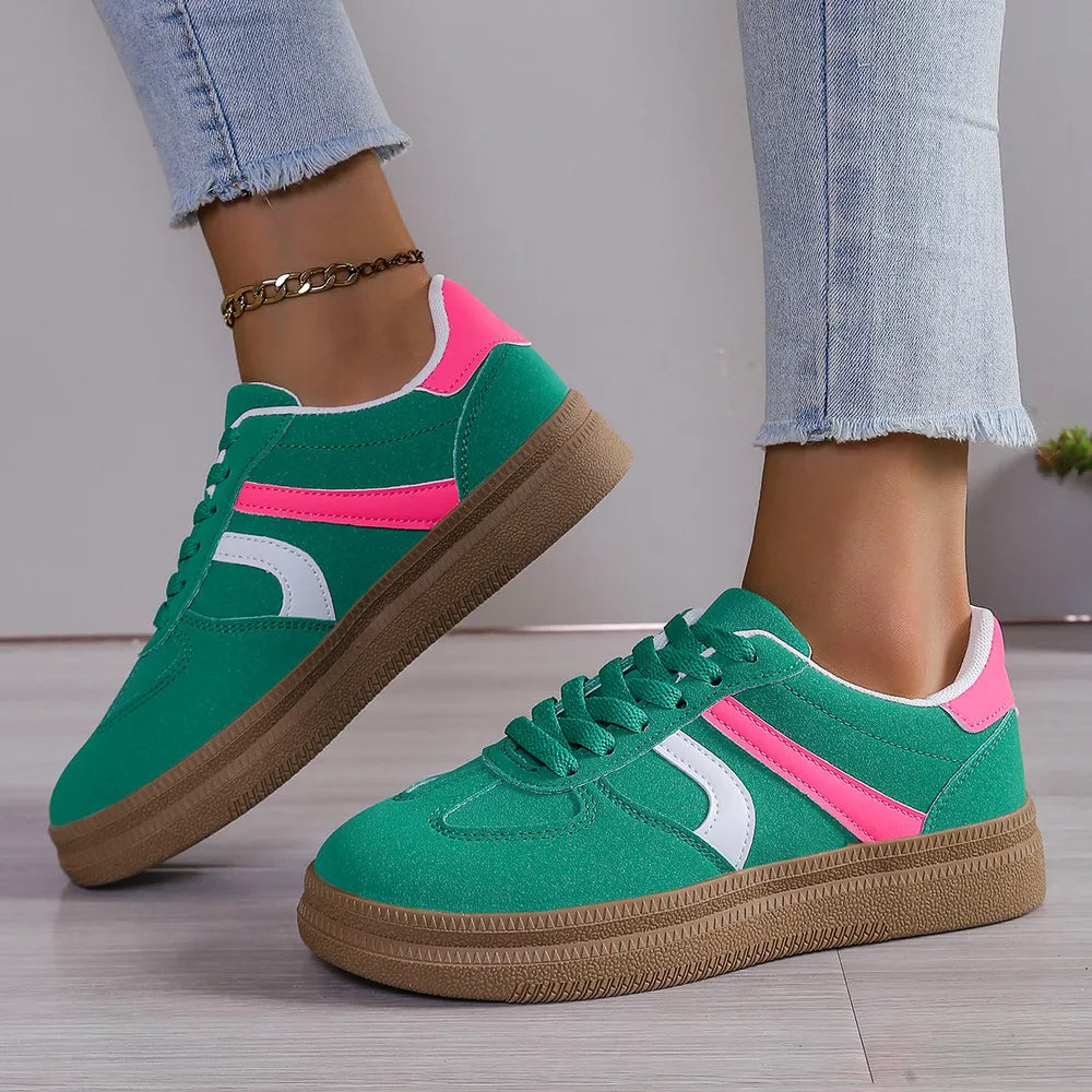 Contrast Round Toe Platform Sneakers 