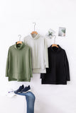 Side Slit High-Low Cowl Neck Long Sleeve Blouse 