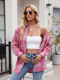 Mandy Pocketed Plaid Collared Neck Long Sleeve Shirt 