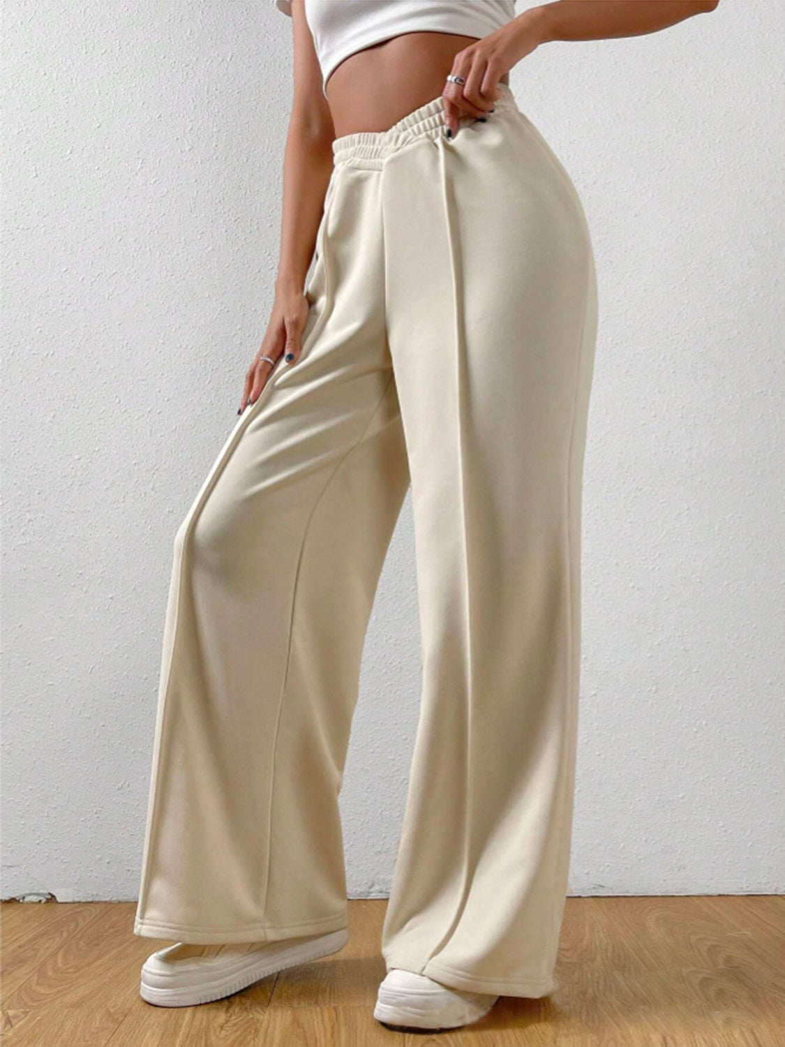 Elastic Waist Wide Leg Pants 