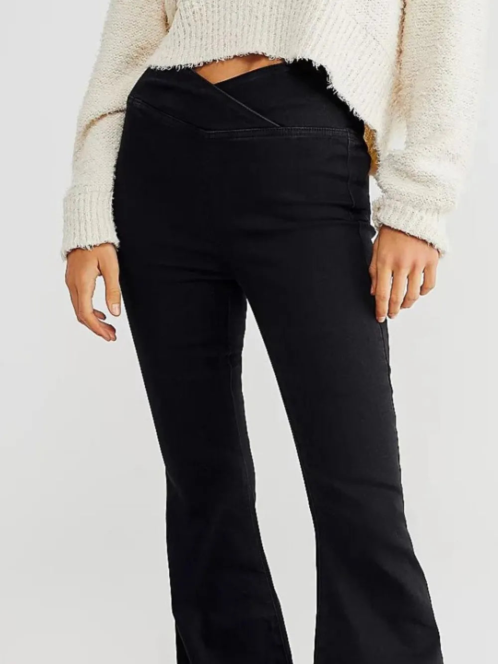 Asymmetric Waist Flare Jeans 