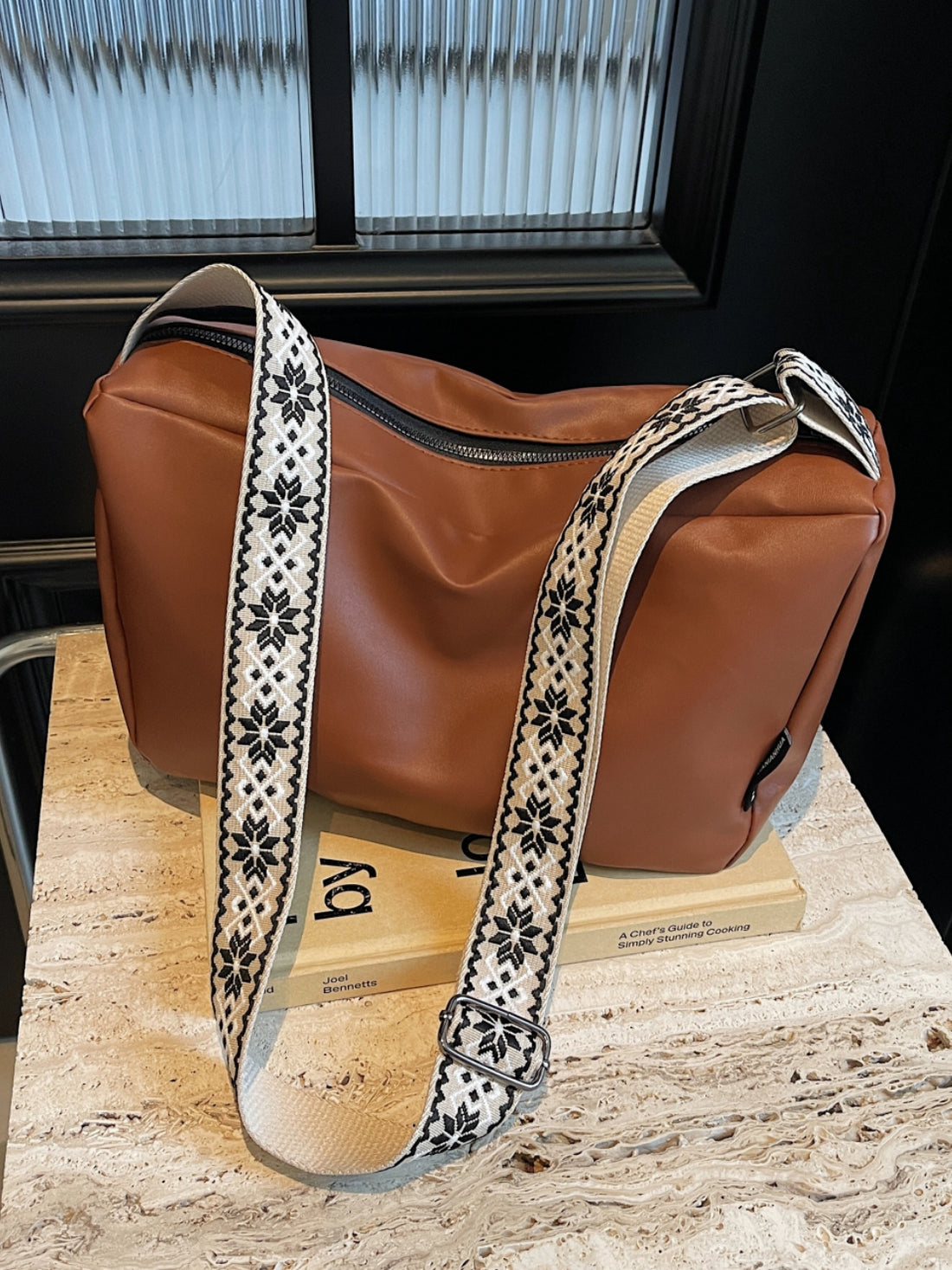 PU Leather Adjustable Strap Crossbody Bag 