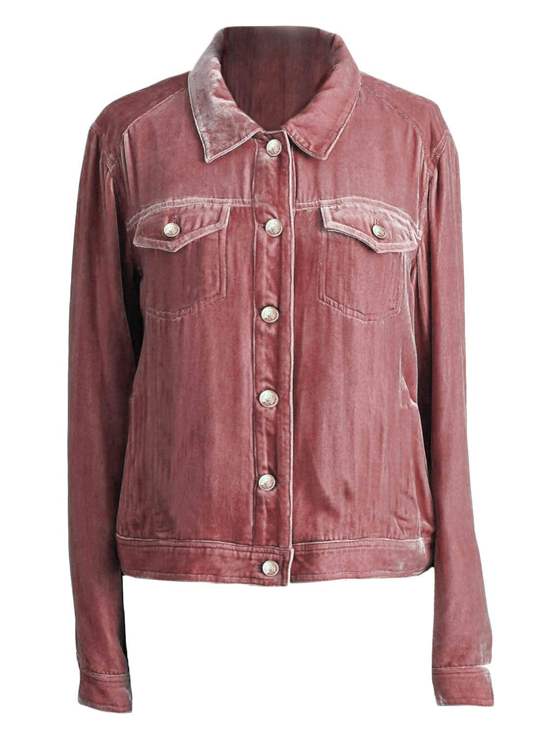 Button Up Long Sleeve Jacket with Chest Pockets 