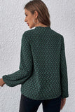 Khaki Geometric Print Notched Neck Puff Sleeve Blouse Tops/Blouses & Shirts