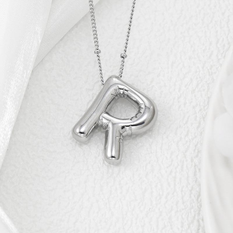 Copper Bubble Letter Pendant Necklace 