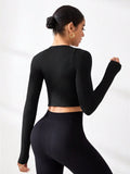 Round Neck Long Sleeve Active T-Shirt 