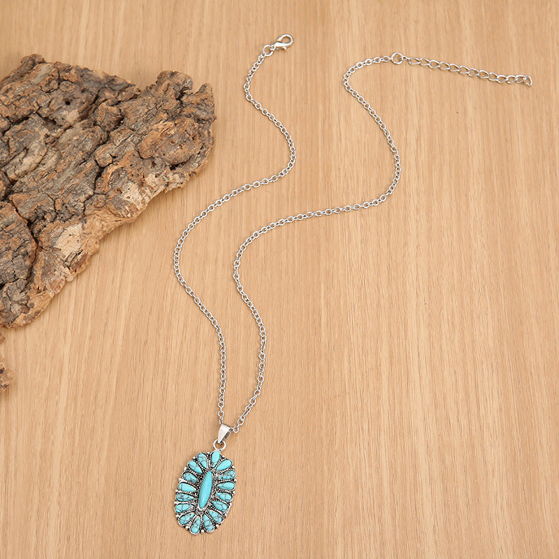 Artificial Turquoise Pendant Alloy Necklace 