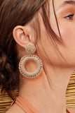 Round Shape Raffia Grass Dangle Earrings 
