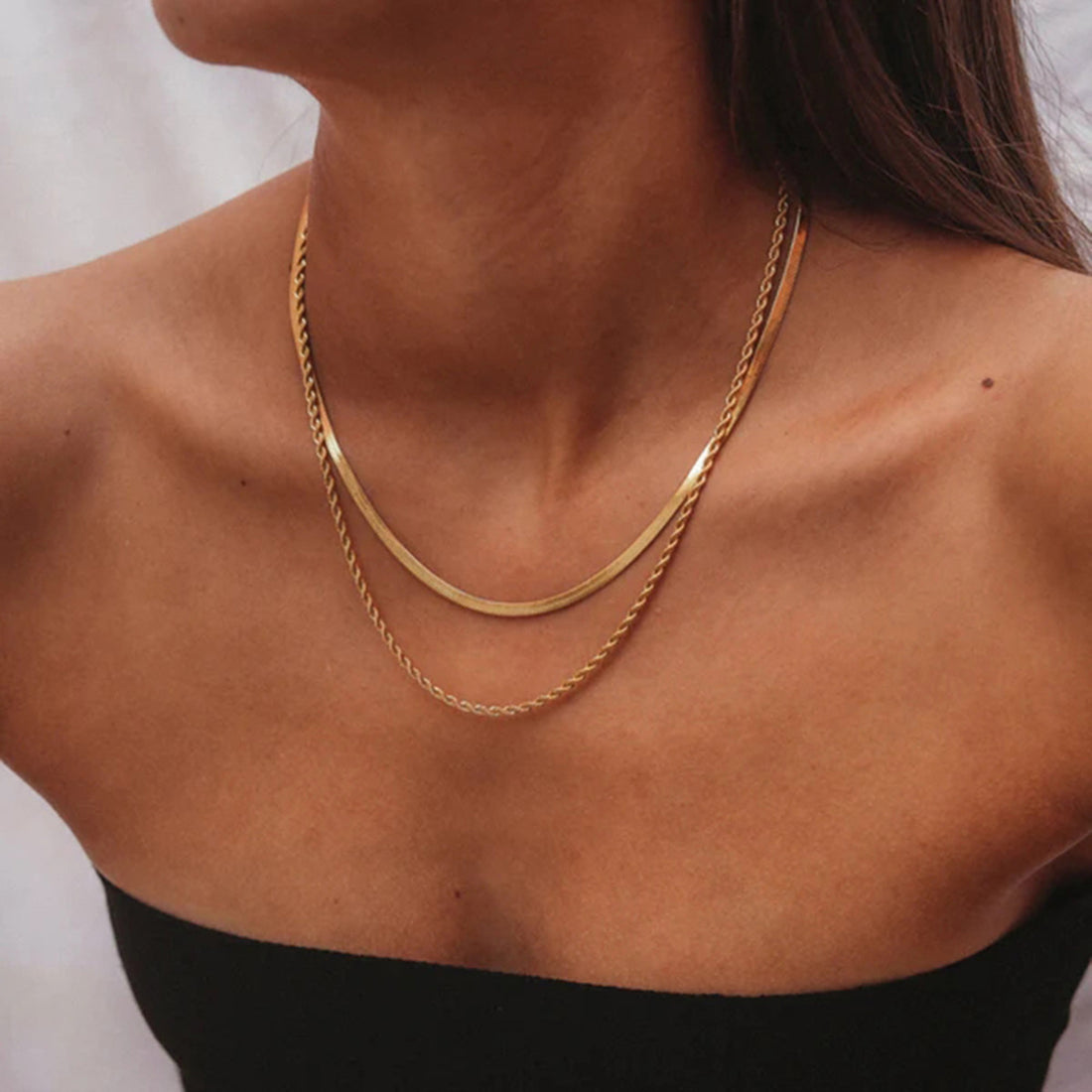 18K Gold-Plated Double-Layered Necklace 