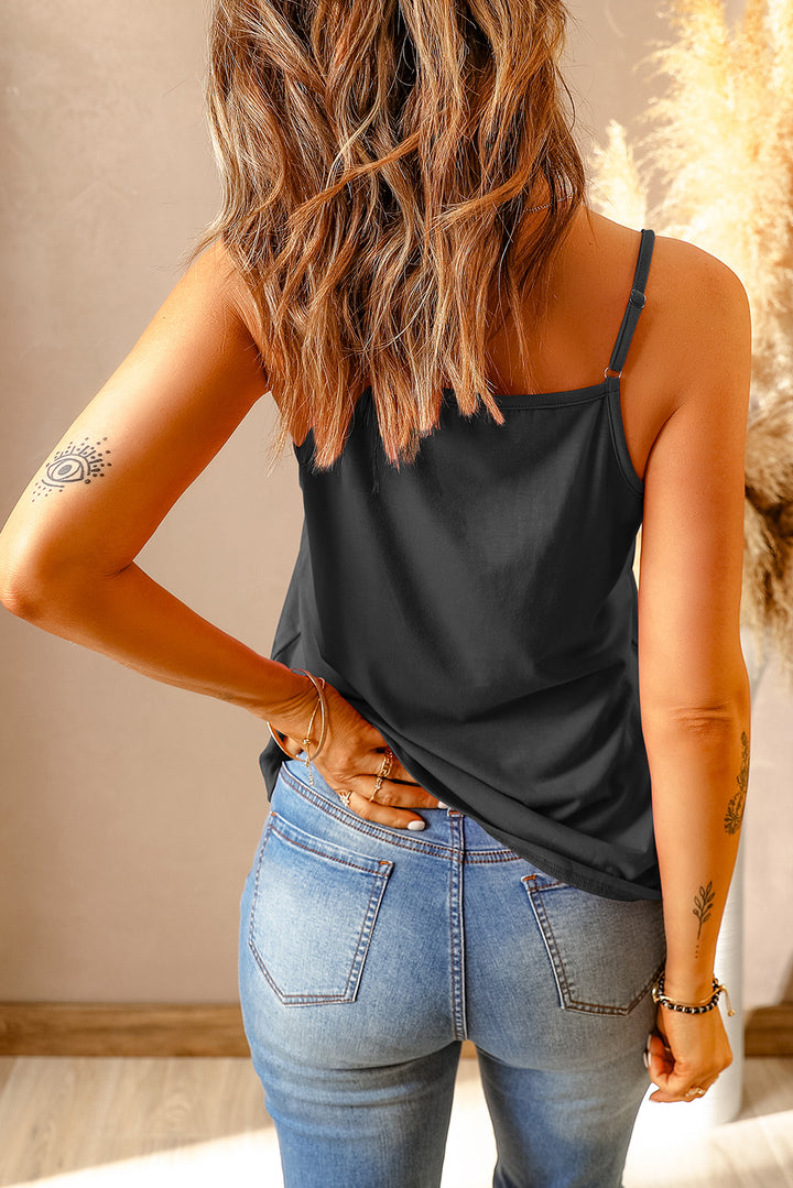 Full Size Lace Trim V-Neck Cami Top 