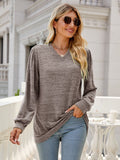 Heathered V-Neck Long Sleeve T-Shirt 