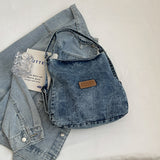 Adjustable Strap Denim Shoulder Bag 