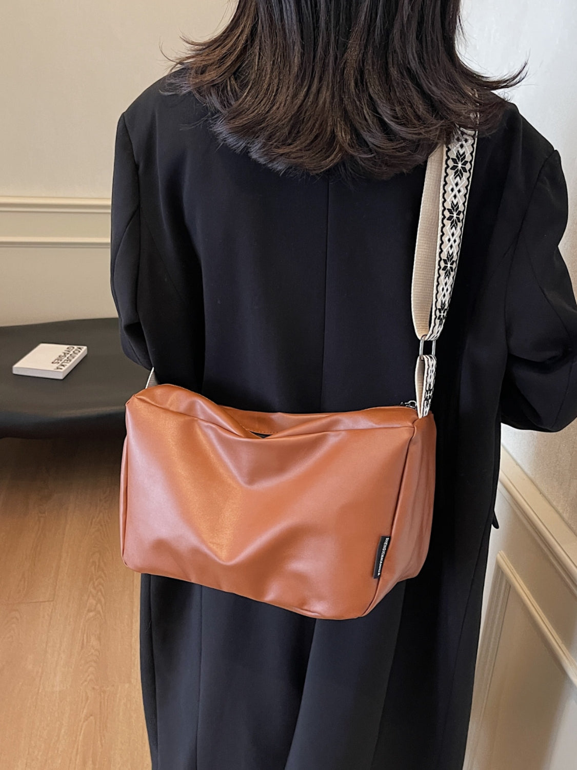 PU Leather Adjustable Strap Crossbody Bag 