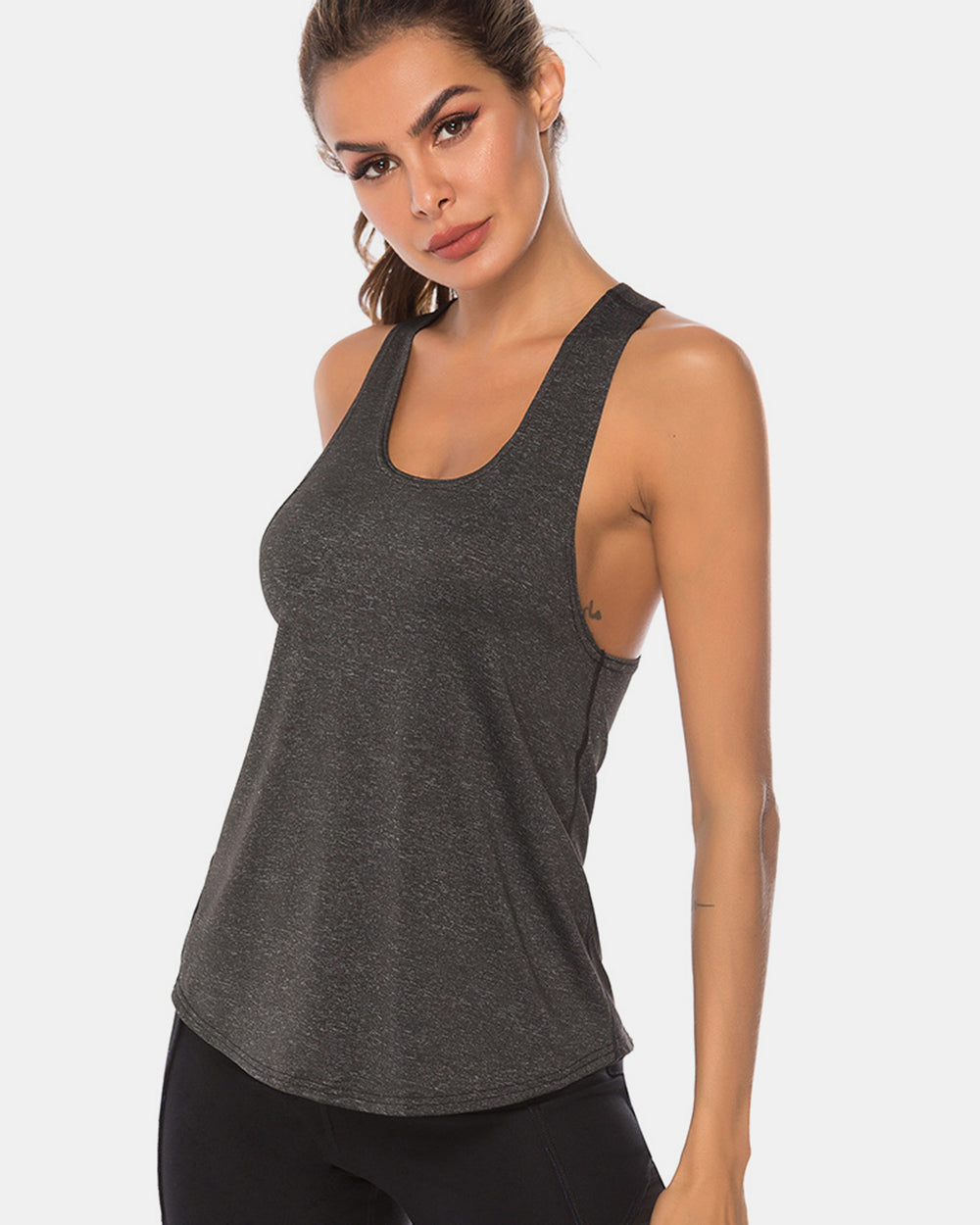 Full Size Scoop Neck Wide Strap Active Tank 