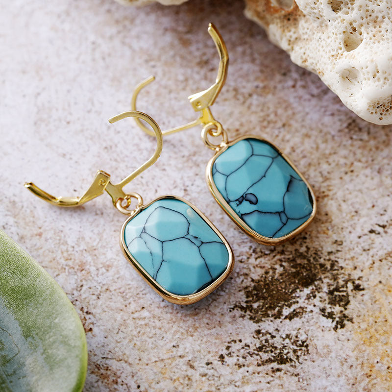 Copper Natural Stone Dangle Earrings 