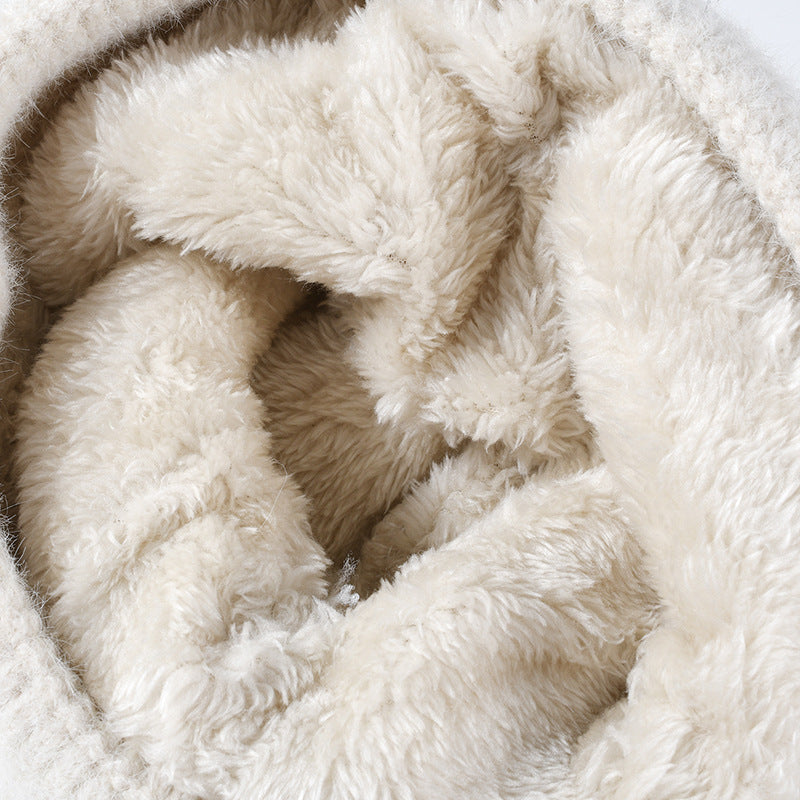 Thermal Bow Knit Hat with Pompom 