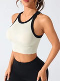 Contrast Trim Round Neck Active Tank 
