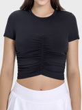 Millennia Ruched Round Neck Short Sleeve Active T-Shirt 