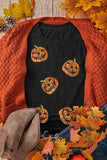 Sequin Pumpkin Round Neck Short Sleeve T-Shirt 