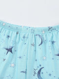 Printed Round Neck Top and Shorts Lounge Set Lingerie & Nightwear