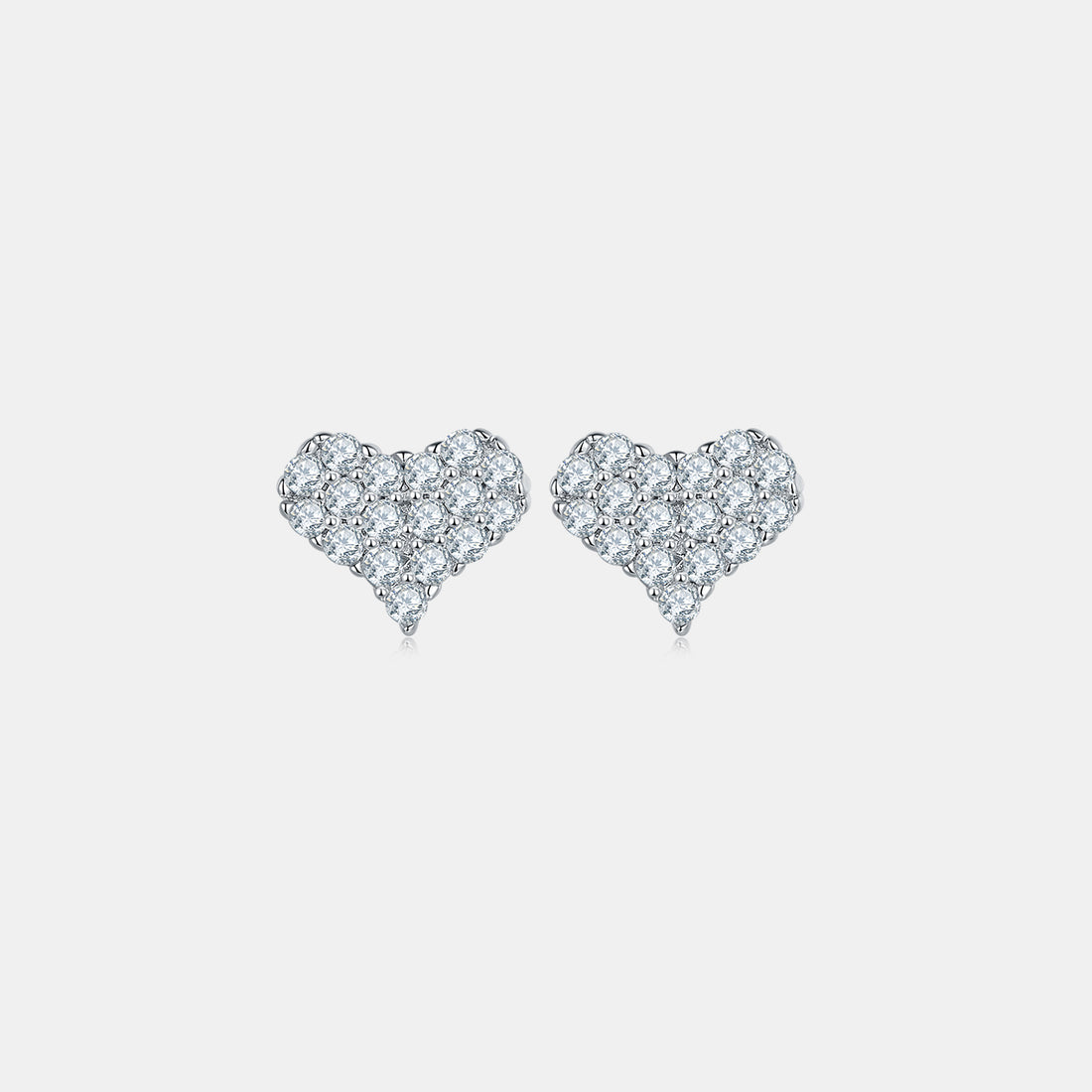 Moissanite 925 Sterling Silver Heart Stud Earrings 