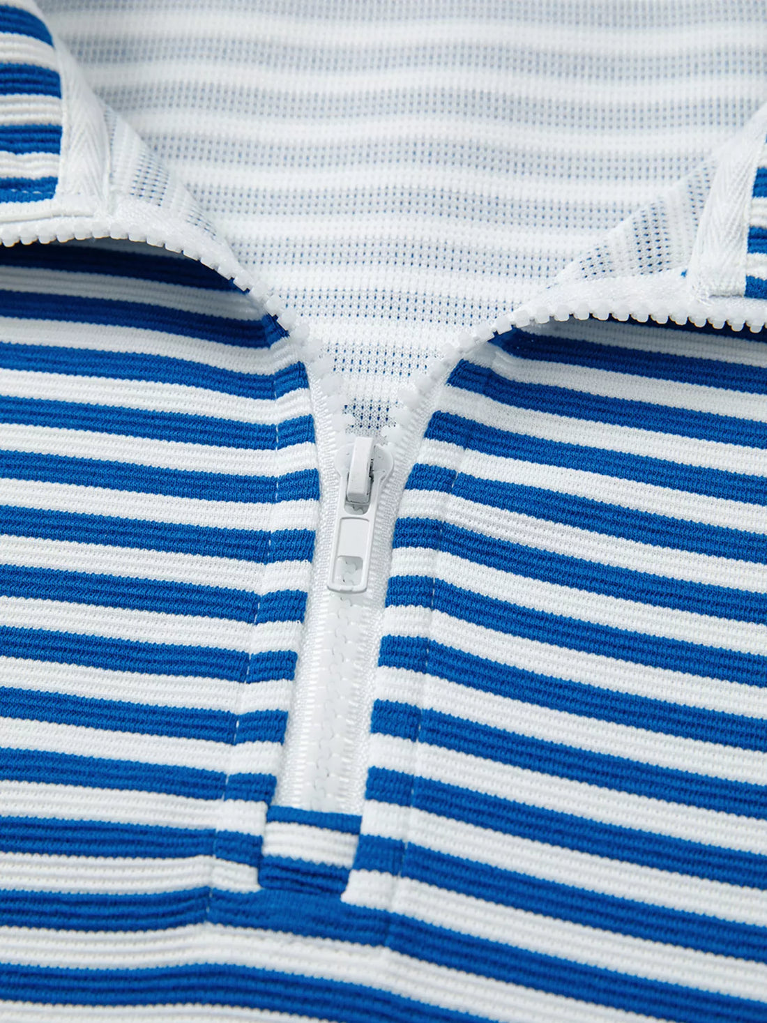 Stripe Quarter Zip Collar Long Sleeve Top 