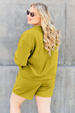 Double Take Full Size Texture Long Sleeve Top and Drawstring Shorts Set 