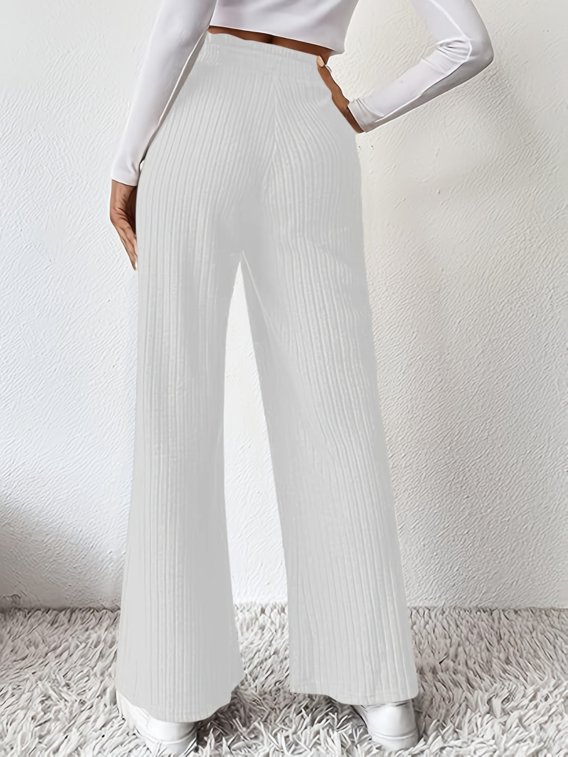 Ribbed High Waist Pants Flares