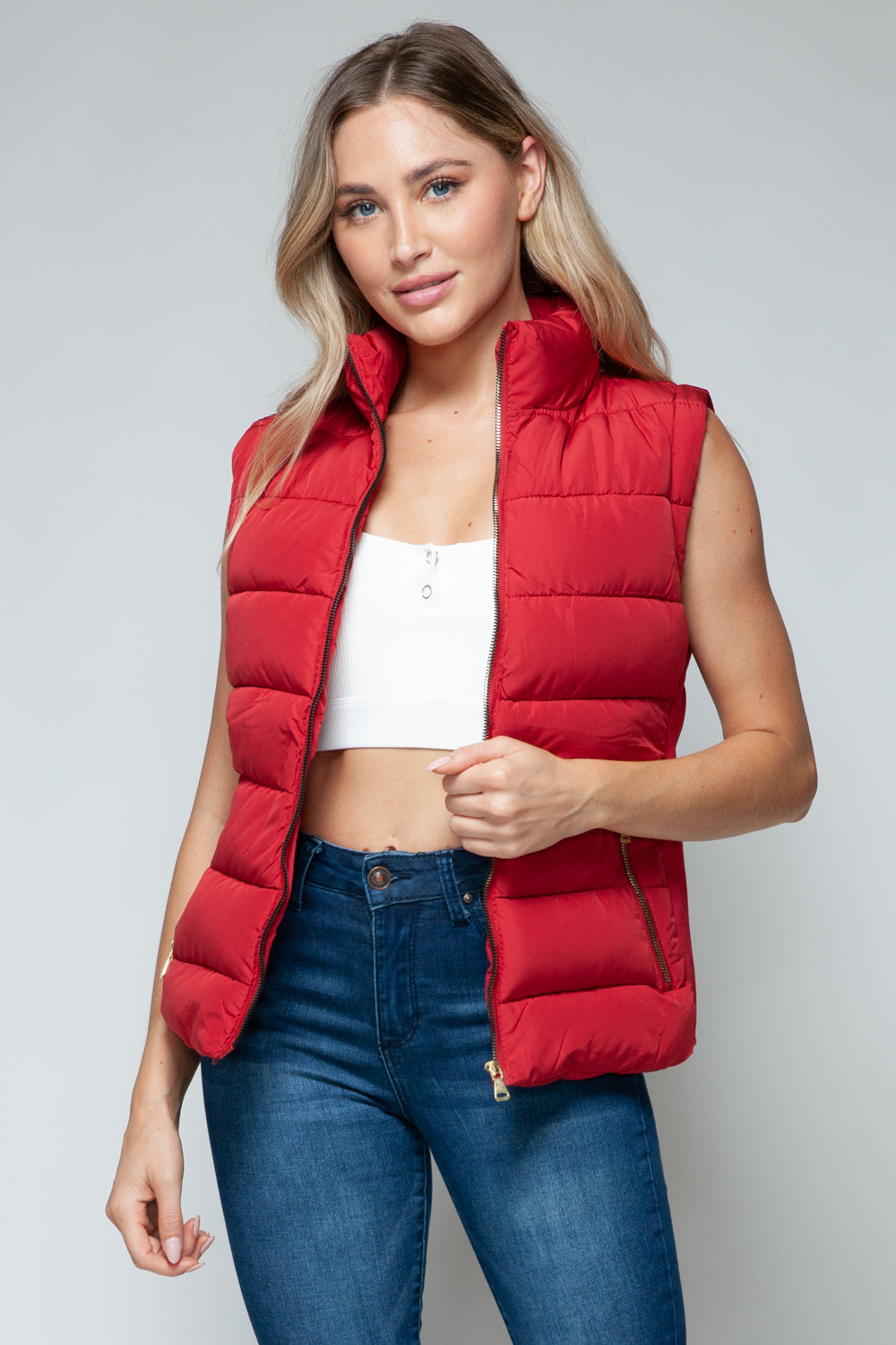Snobbish Zip Up Turtleneck Vest with Pockets 