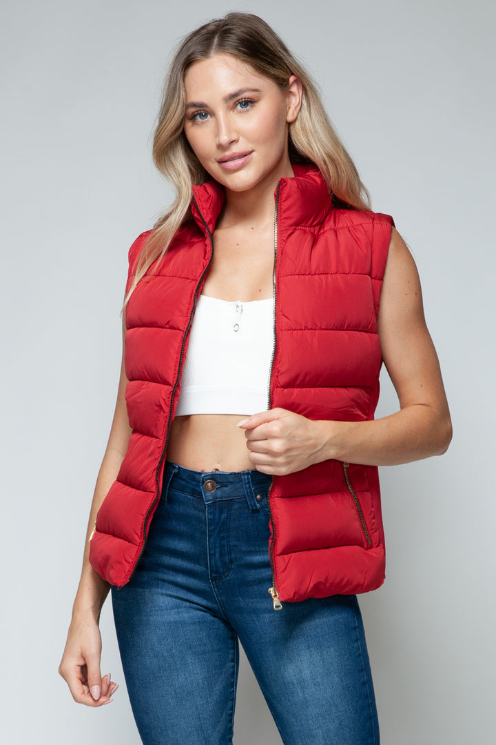 Snobbish Zip Up Turtleneck Vest with Pockets 
