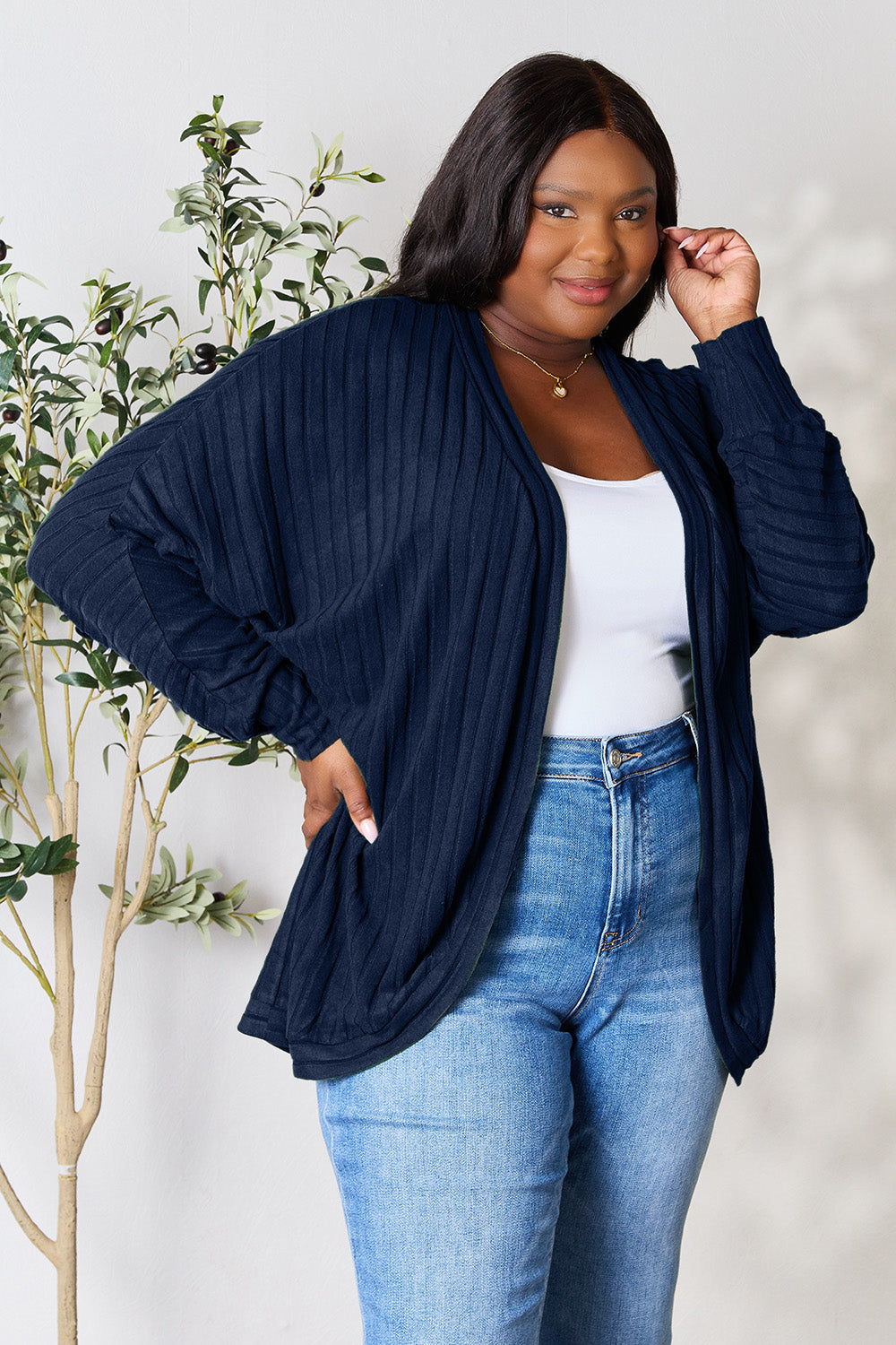 Basic Bae Full Size Ribbed Cocoon Cardigan 