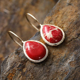 Copper Natural Stone Teardrop Shape Earrings 